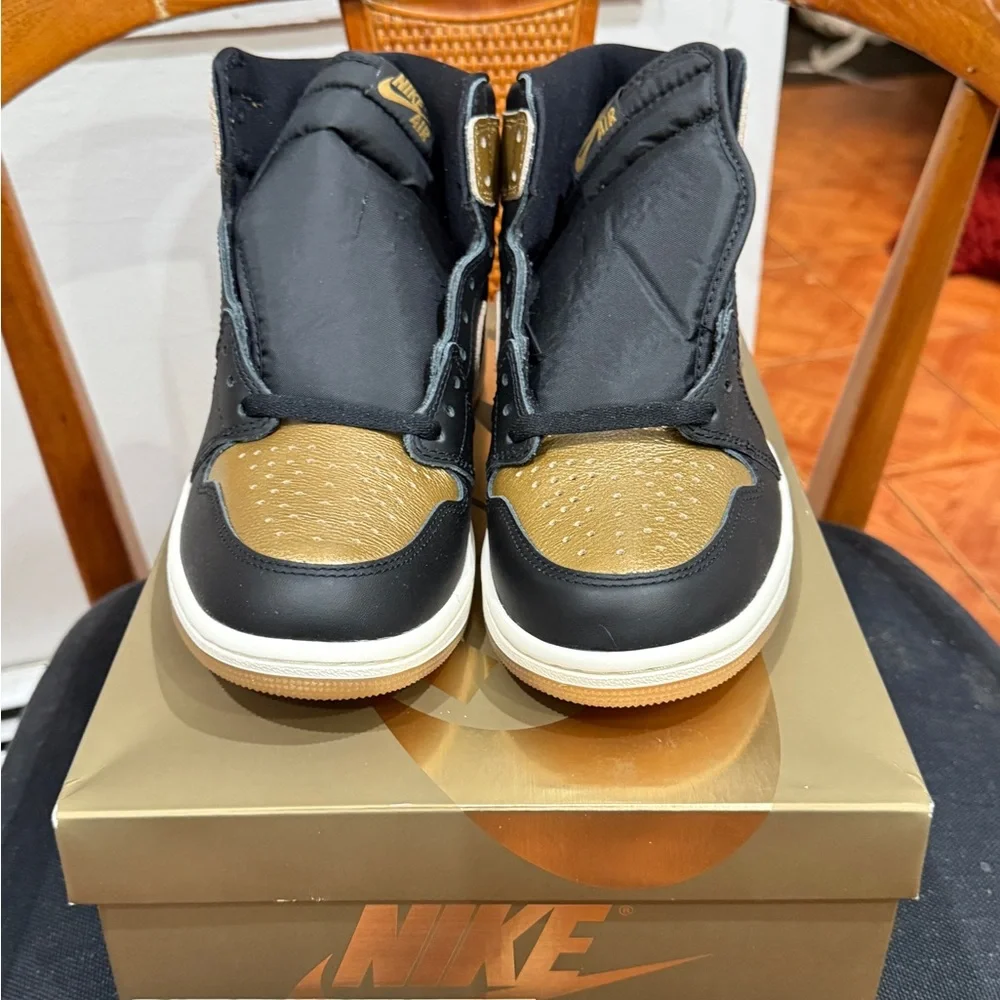 NEW Jordan Black and Gold High-Top Sneakers - Picture 6 of 11
